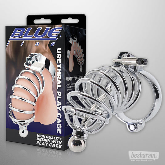 Blue Line Urethral Play Cock Cage-IMbesharam.com