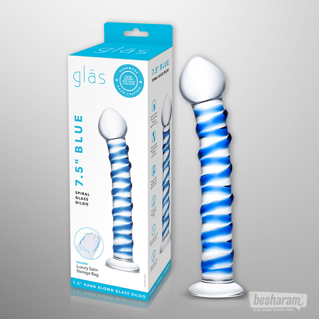 Glas Blue Spiral Glass Dildo