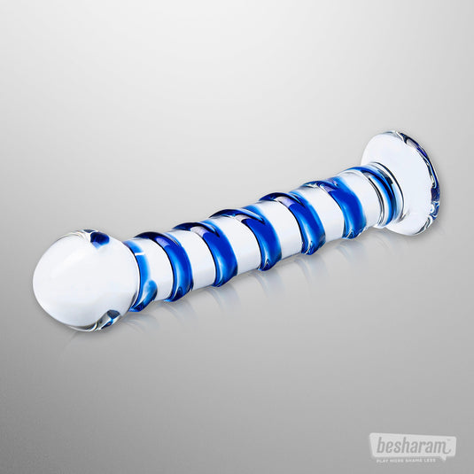 Glas Blue Spiral Glass Dildo