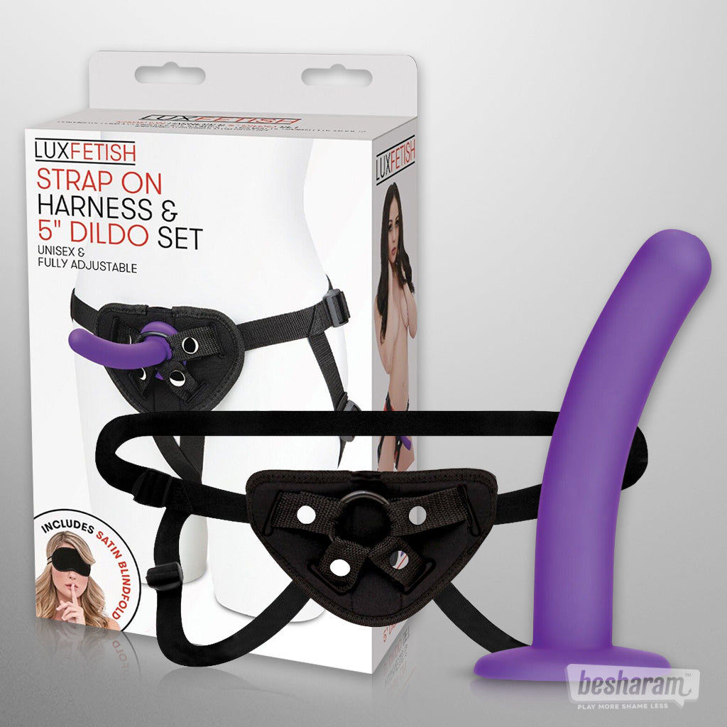 Lux Fetish Strap on Harness &amp; 5&quot; Dildo Set