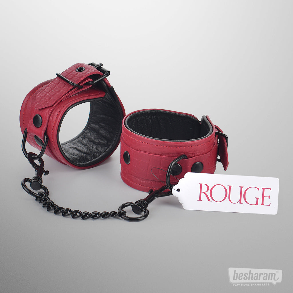 Rouge Leather Handcuffs-IMbesharam.com