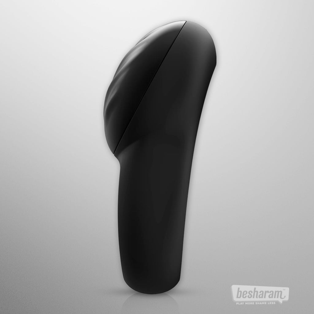 Satisfyer Signet App-Controlled Cock Ring side view in black body-safe silicone