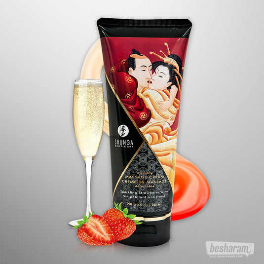 Shunga Kissable Strawberry Massage Cream-IMbesharam.com