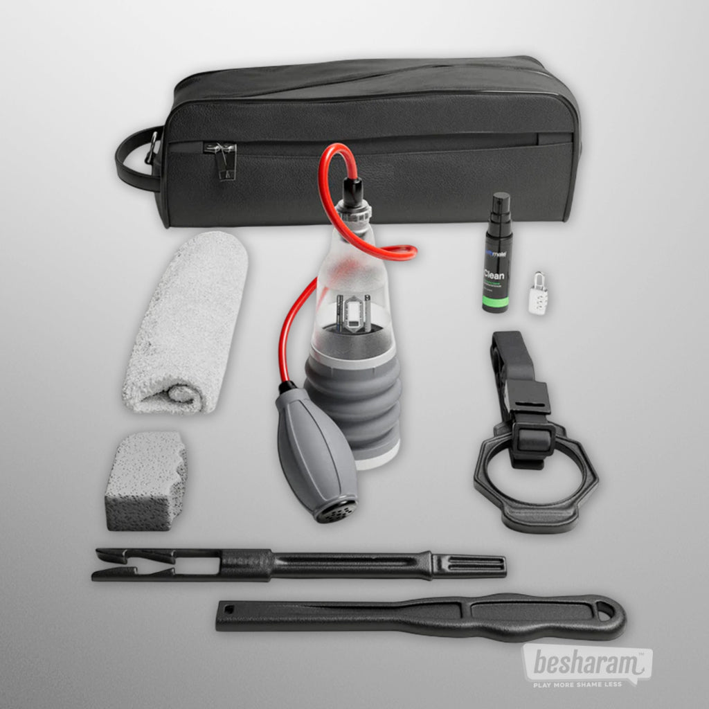 Bathmate Hydroxtreme 3 complete kit including water pump, storage bag, cleaning spray, towel, padlock and accessories