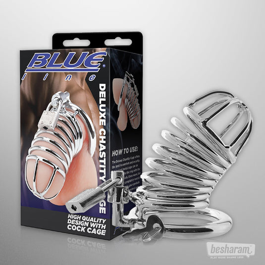 Blue Line Deluxe Chastity Cage-IMbesharam.com