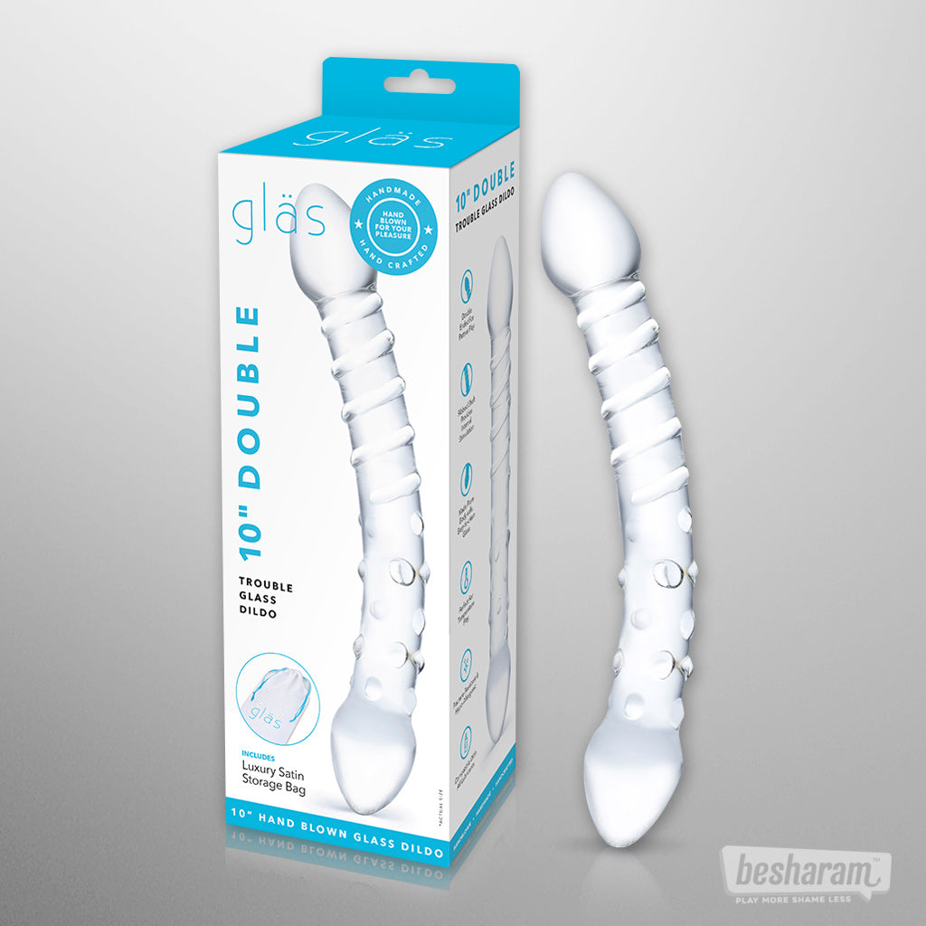 Glas Double Trouble Dildo-IMbesharam.com