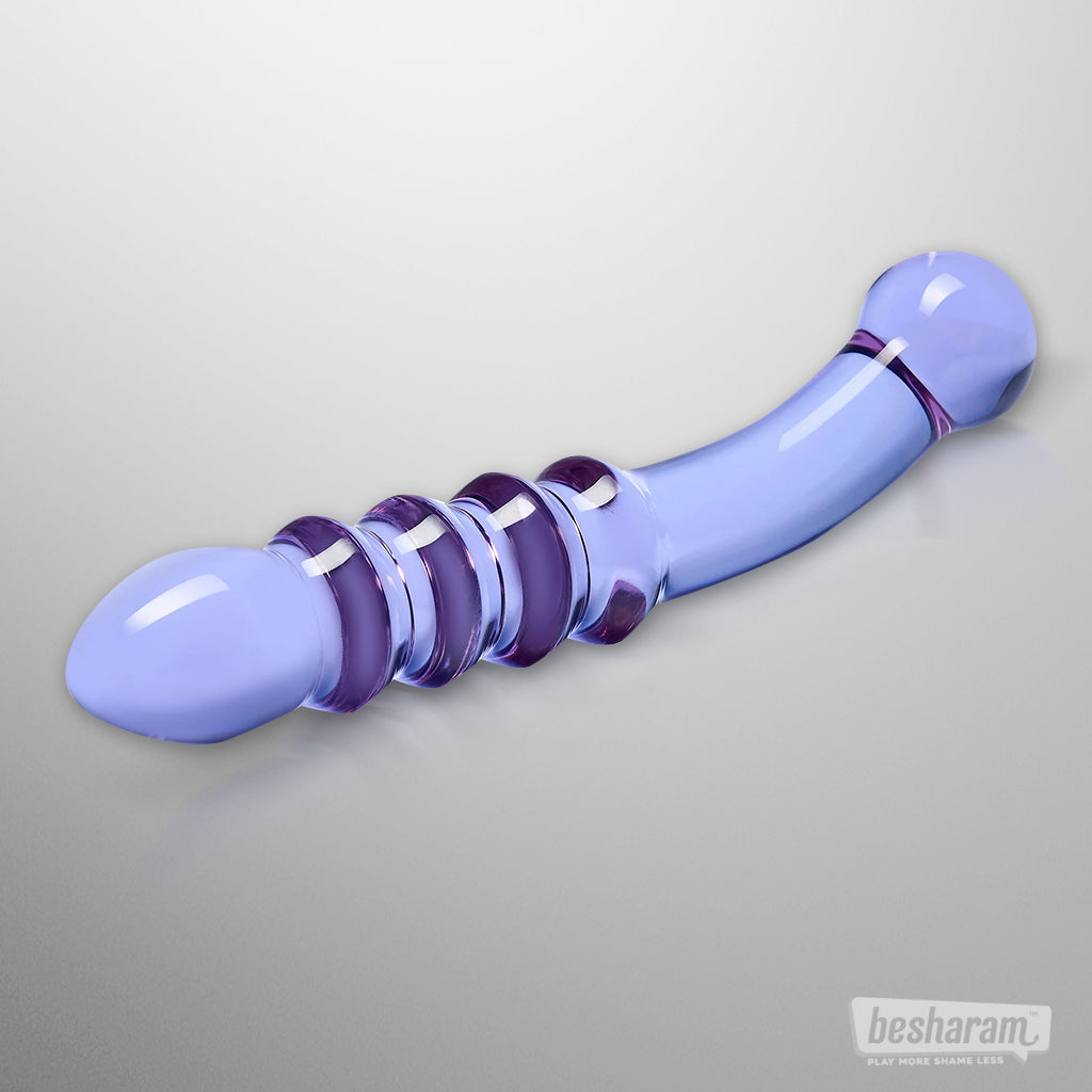 Glas Purple Rain Ribbed Dildo