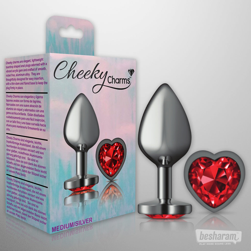Viben Cheeky Charms Gunmetal Heart Butt Plug-IMbesharam.com
