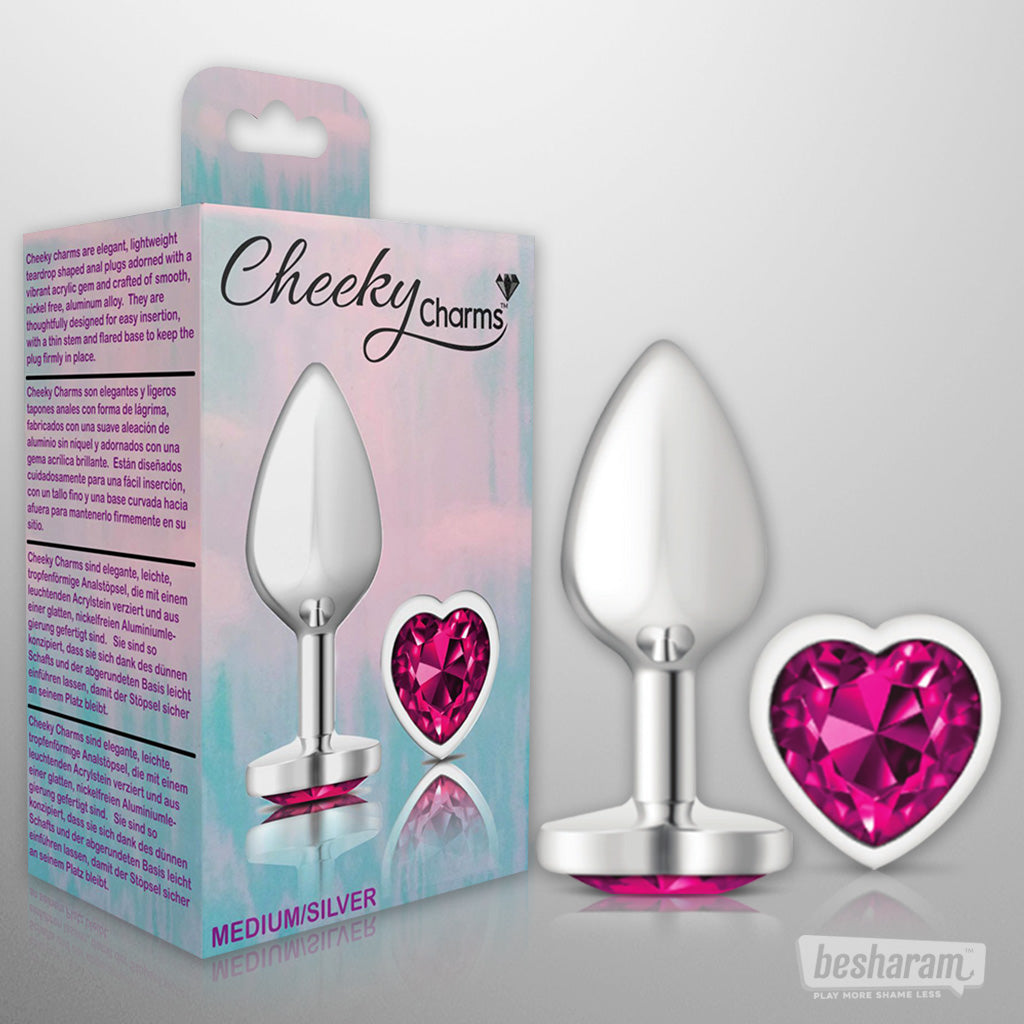Viben Cheeky Charms Silver Heart Butt Plug-IMbesharam.com