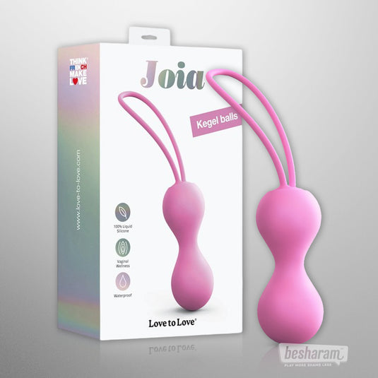 Joia Kegel balls with retail packaging showing product shape and features.