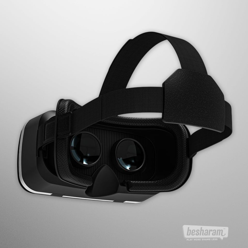 Inside view of the Kiiroo VR headset showing dual lenses and padded interior