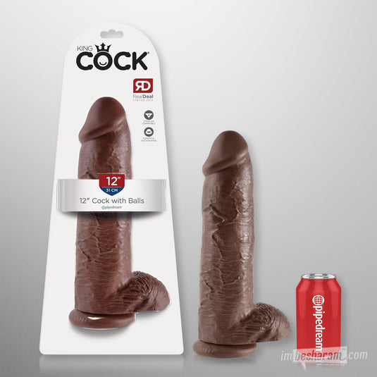 King Cock 12" Realistic Dildo with Balls-IMbesharam.com