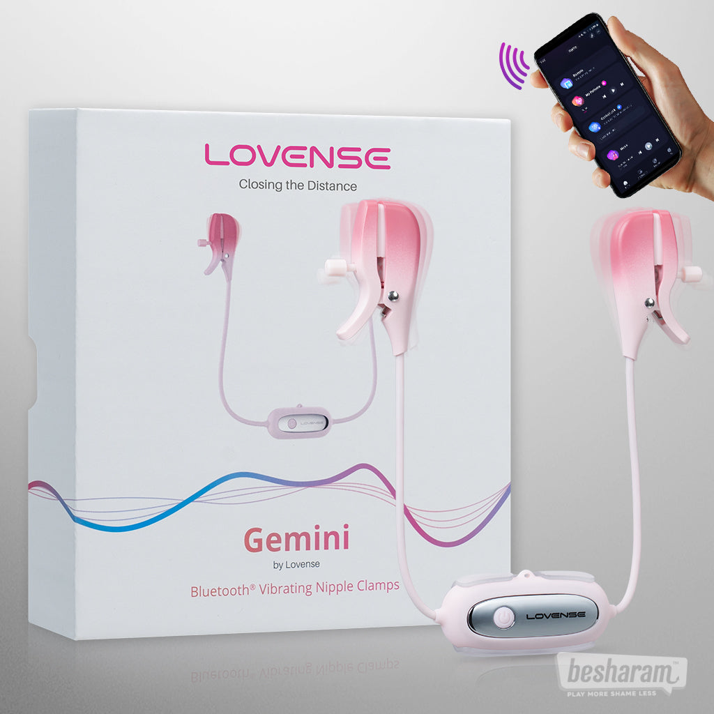 lovense gemini app controlled vibrating nipple clamps for men and women