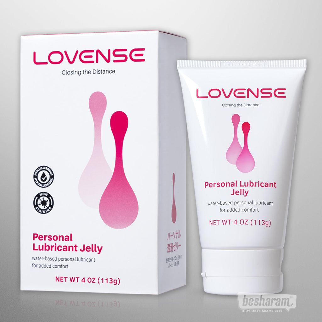 Lovense personal lubricant jelly shown with retail box and tube packaging