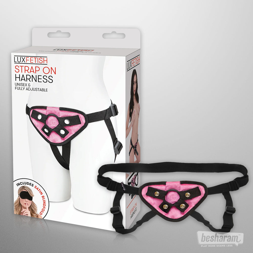 Lux Fetish Pink Velvet Strap-On Harness