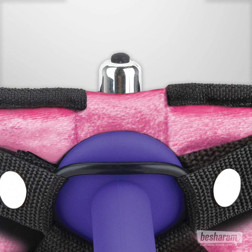 Lux Fetish Pink Velvet Strap-On Harness