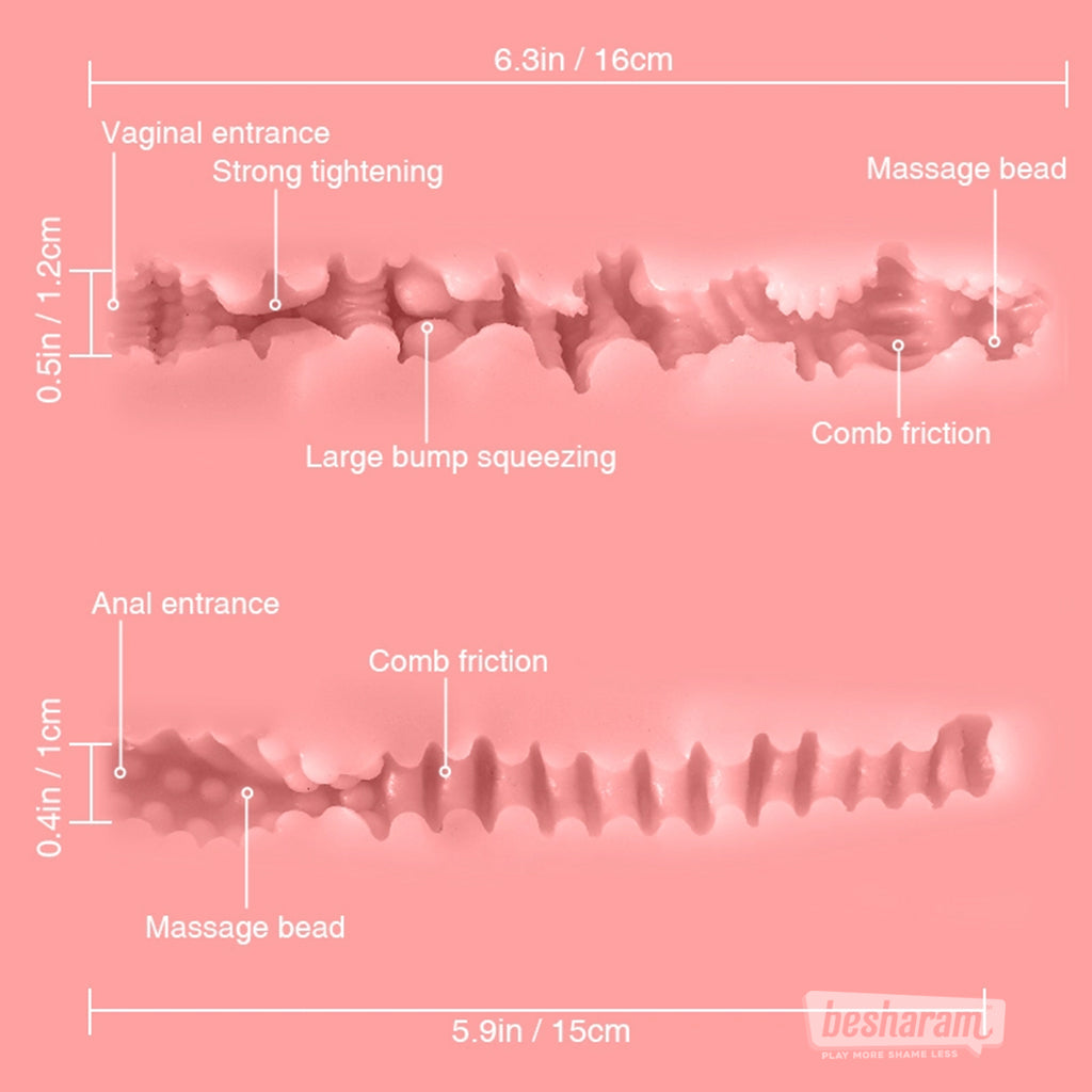 Internal texture diagram showing vaginal and anal tunnel structure of sex doll