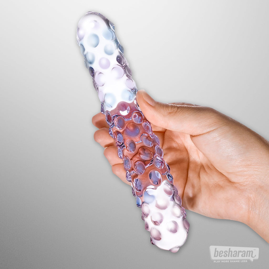 Glas Purple Rose Nubby Dildo