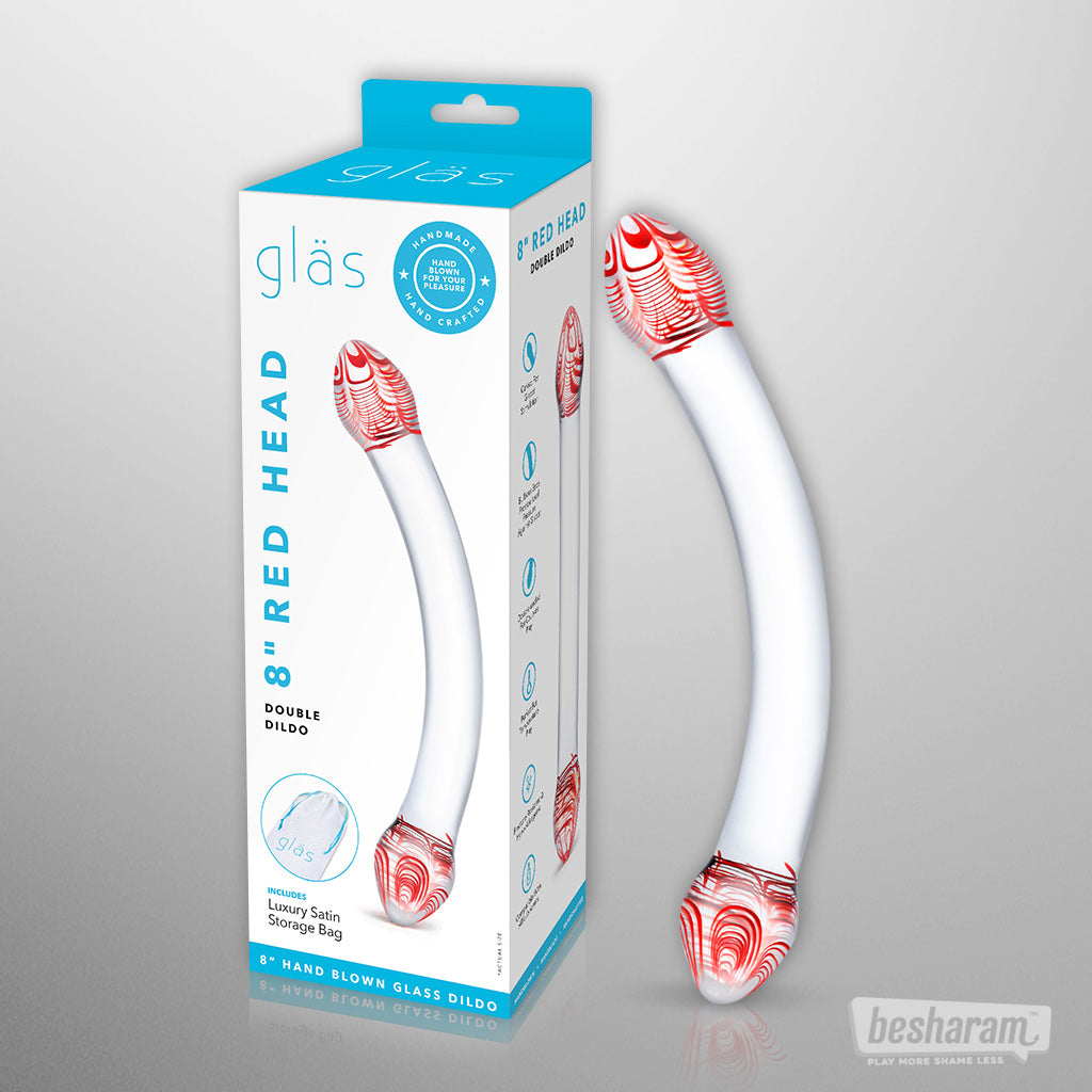 Glas Red Head Double Dildo-IMbesharam.com