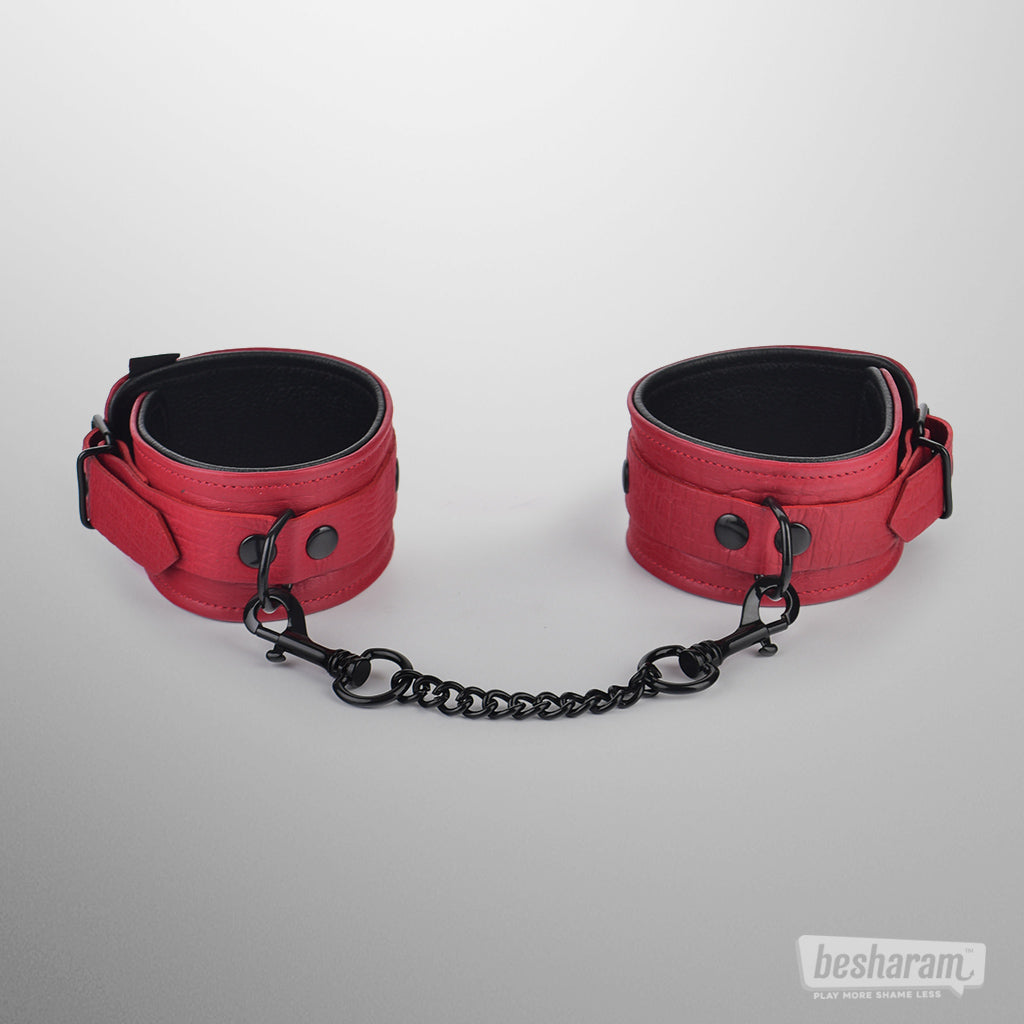 Rouge Leather Ankle Cuffs