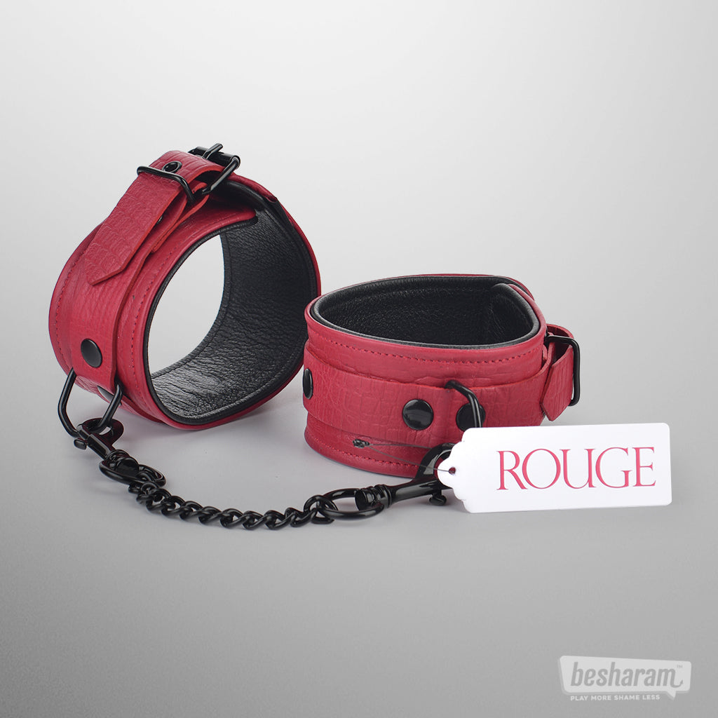 Rouge Leather Ankle Cuffs