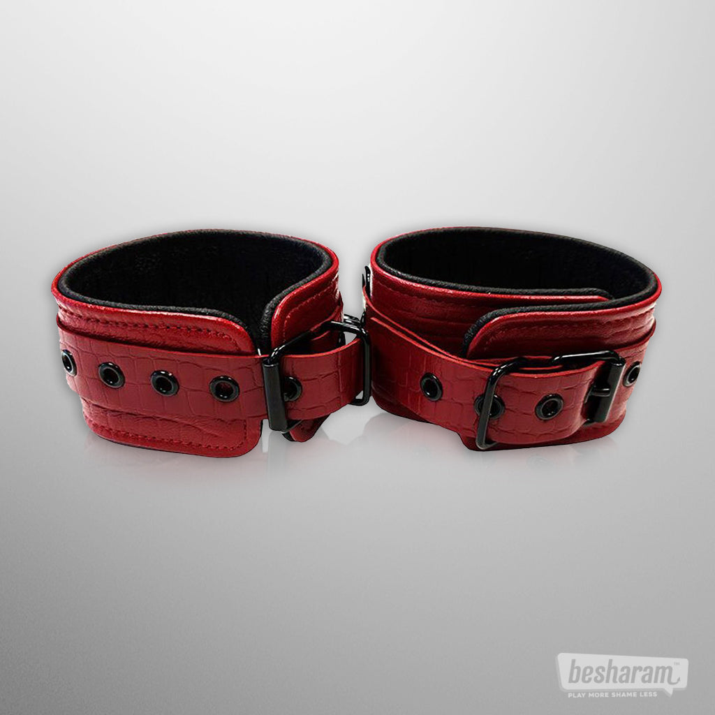 Rouge Leather Ankle Cuffs