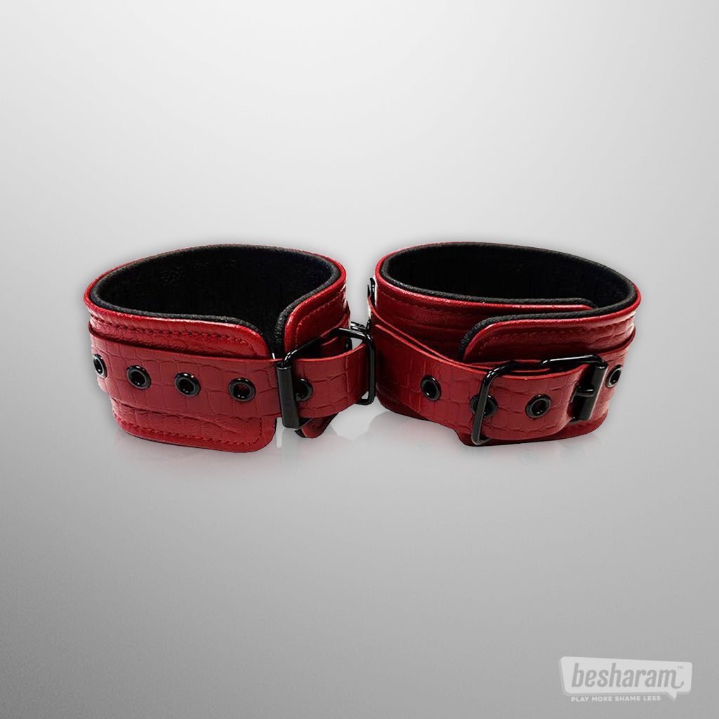 Rouge Leather Handcuffs-IMbesharam.com