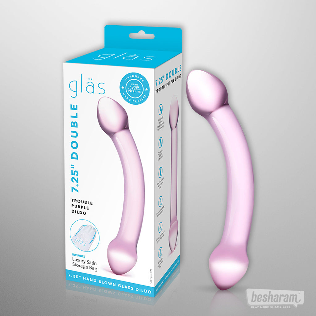 Glas Double Trouble Purple Dildo-IMbesharam.com