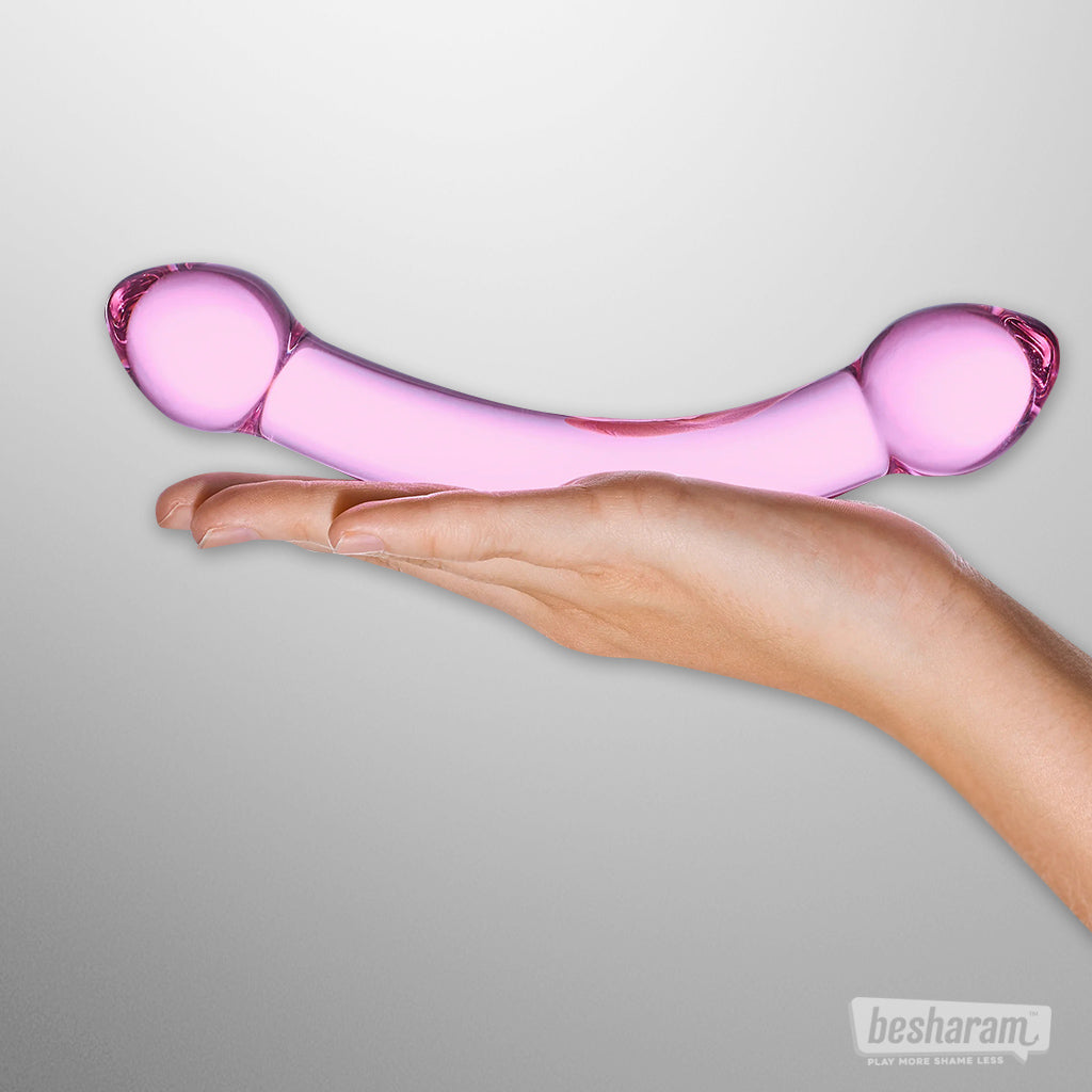 Glas Double Trouble Purple Dildo-IMbesharam.com