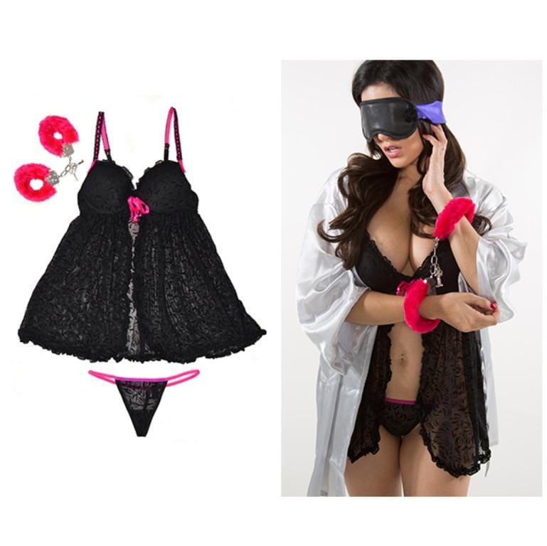 Sunny Leone Worn Baby Doll Set w Cuffs-IMbesharam.com