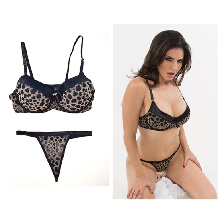 Sunny Leone Worn Wet & Wild Cheetah Lingerie-IMbesharam.com