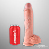 King Cock 10" Cock with Balls Beige Size