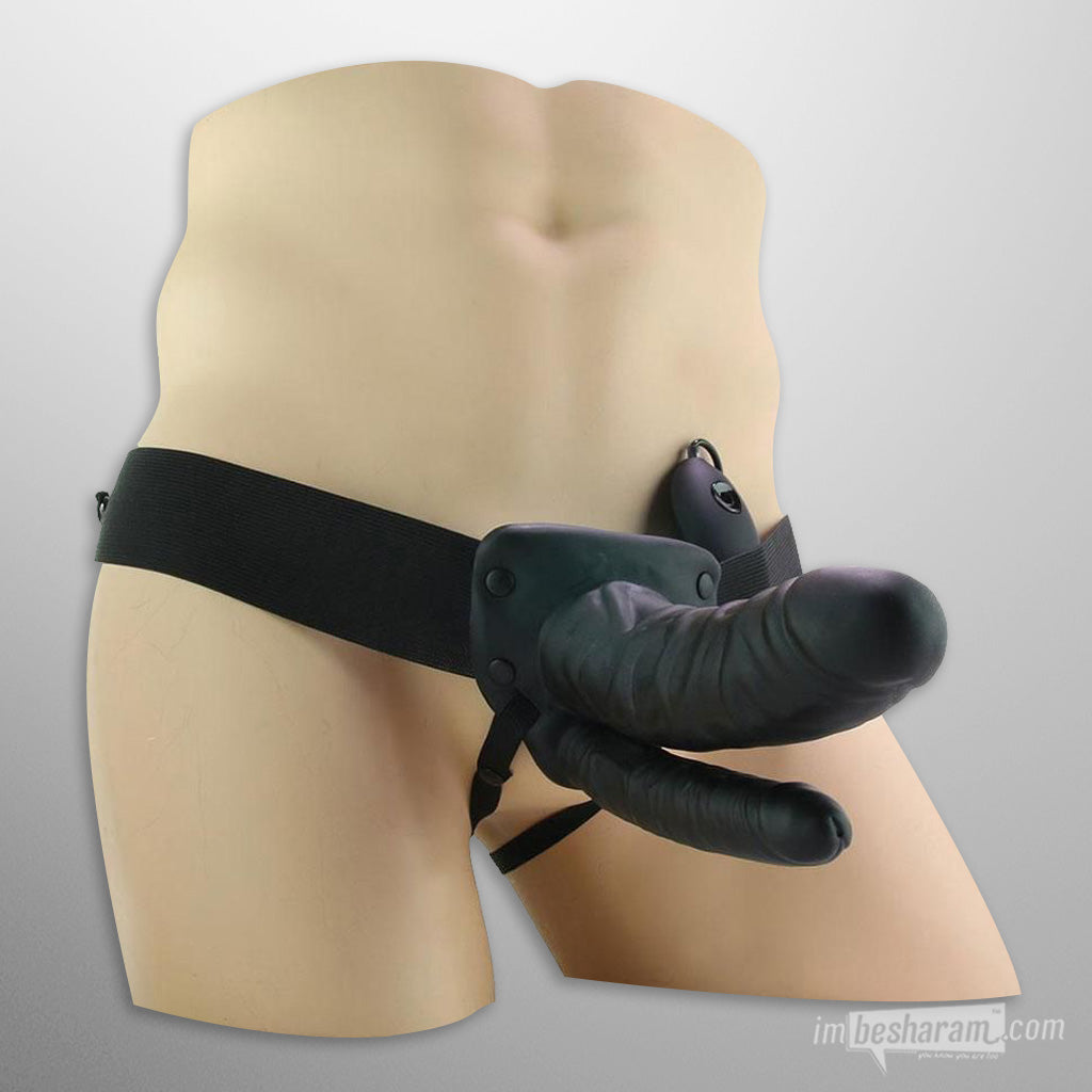Lux Fetish Vibrating Double Penetration Strap-On Dildo-IMbesharam.com