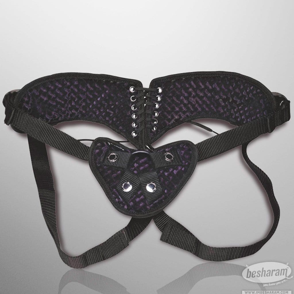 Lux Fetish Diamond Velvet Strap-On Corset Purple