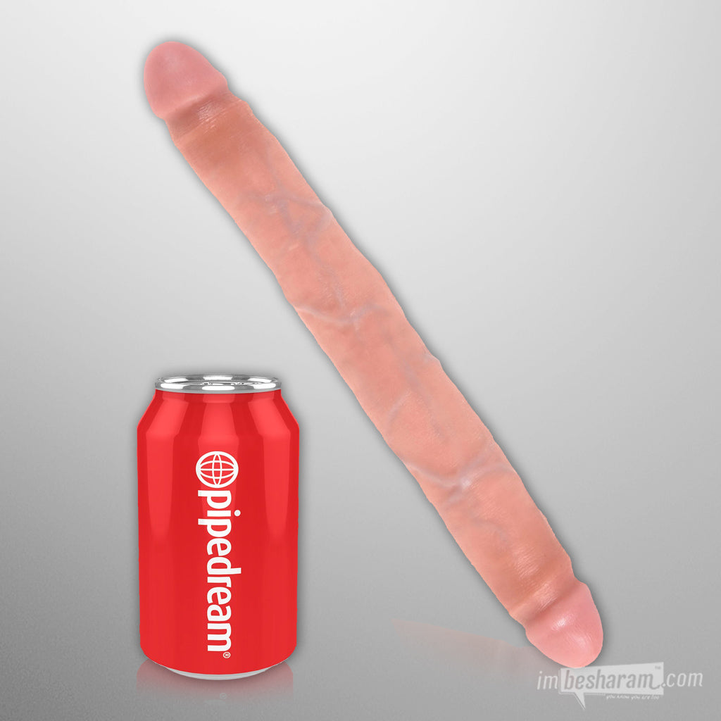 King Cock 12" Slim Double Dildo Beige Size