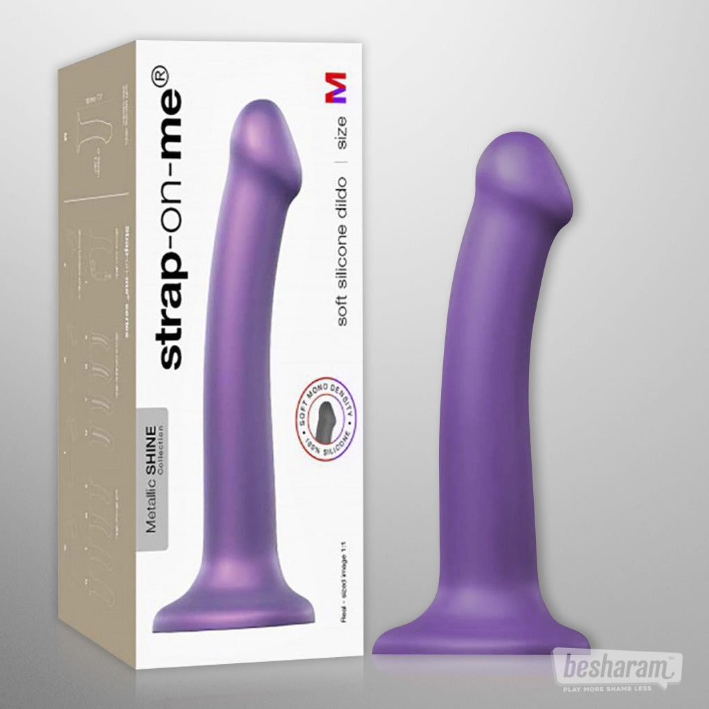 Mono Density Metallic Shine Soft Silicone Dildo Purple