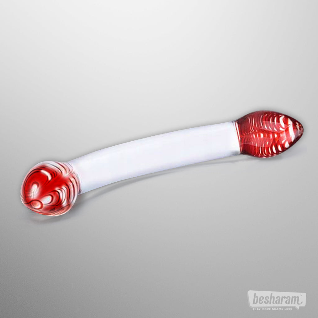 Glas Red Head Double Dildo-IMbesharam.com
