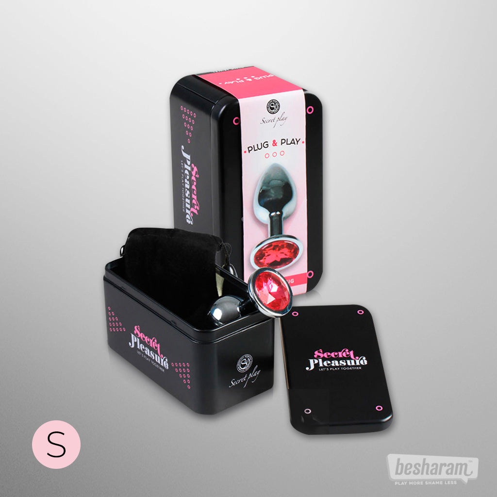 Secret Play Jewelled Metal Small Butt Plug Fuchsia Unboxed