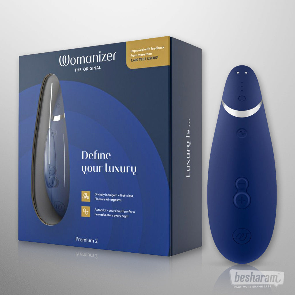 Womanizer Premium 2 Clitoral Vibrator Blueberry Unboxed