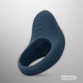 Boners Vibrating Cock Ring angled view in blue body-safe silicone