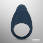 Front view of the Boners Vibrating Cock Ring in blue silicone