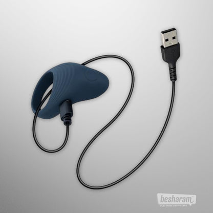 Boners Vibrating Cock Ring shown with USB charging cable
