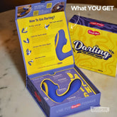 Darling Premium Dual Massager packaging opened to show product and box contents