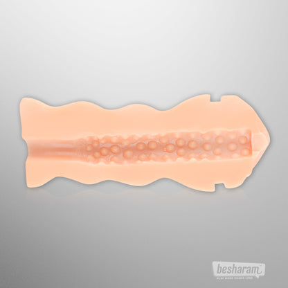Inner canal texture of FPPR Mouth Masturbator showing detailed stimulation bumps and soft sleeve design.
