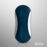 Back view of the FPPR Squeezable Vibrating Masturbator in blue silicone