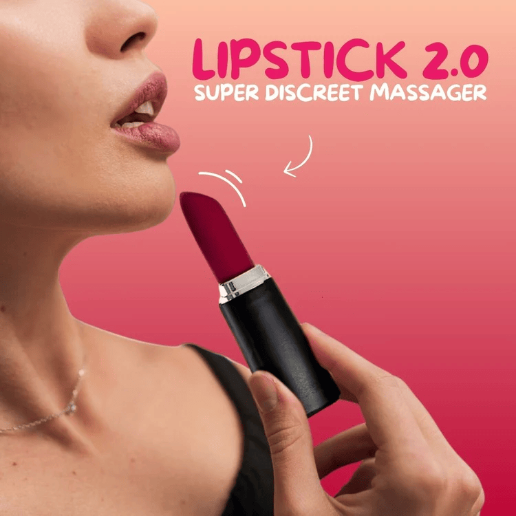 Lipstick 2.0 Super Discreet Massager shown near lips highlighting lipstick-inspired design