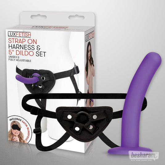 Lux Fetish Strap on Harness &amp; 5&quot; Dildo Set