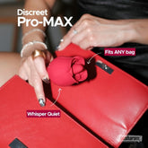 Rose-Bae Flicking Massager shown as compact and discreet for carrying in a bag