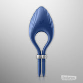 Back view of the Satisfyer Duelist Adjustable Cock Ring in blue silicone