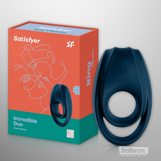 Satisfyer Incredible Duo Vibrating Cock Ring with retail box packaging